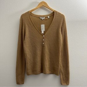 NWT Vince 100% cashmere tan v-neck sweater M/Medium